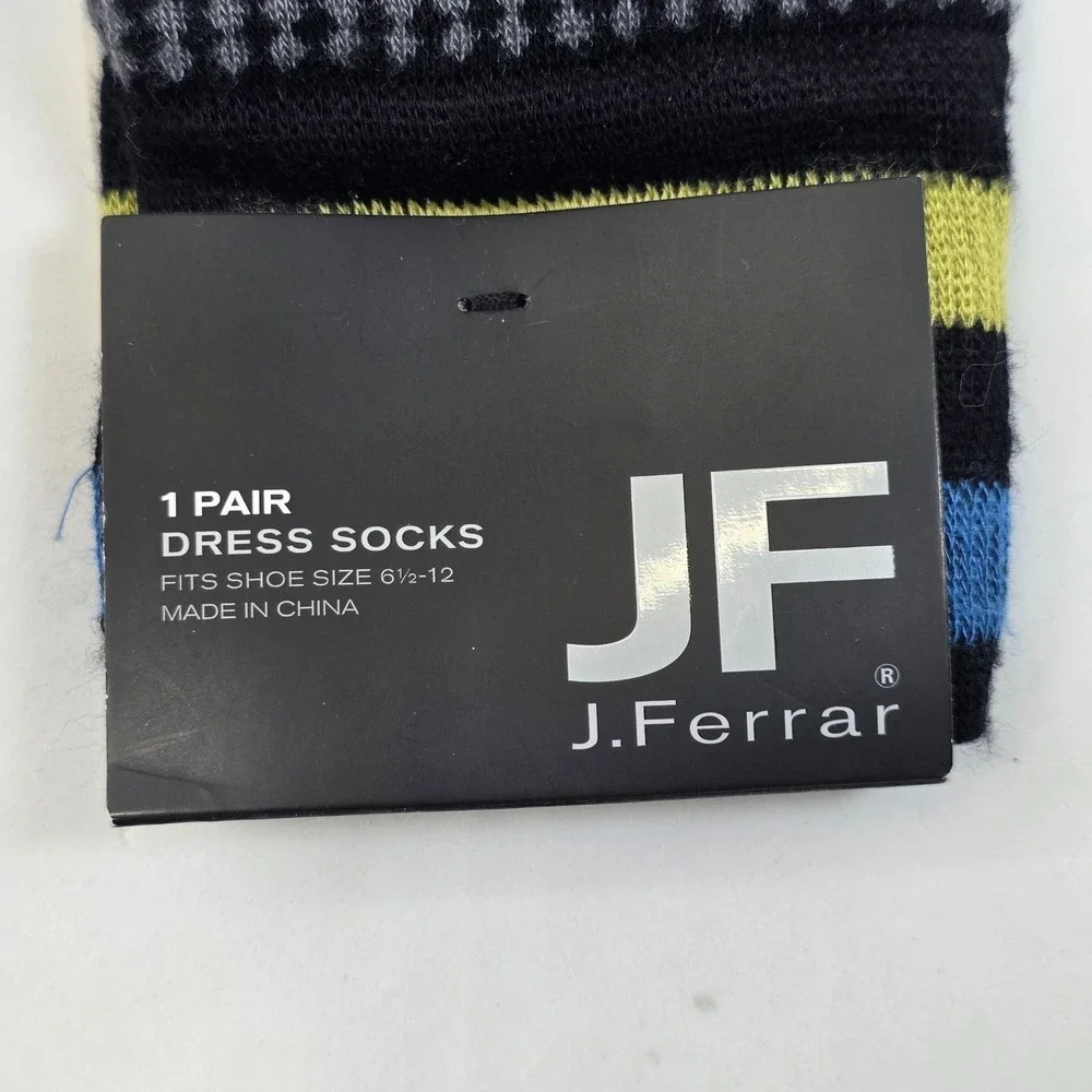J.Ferrar Mens Dress Socks Black Grey Micro Diamond Bamboo Blend Size 10-13 NEW